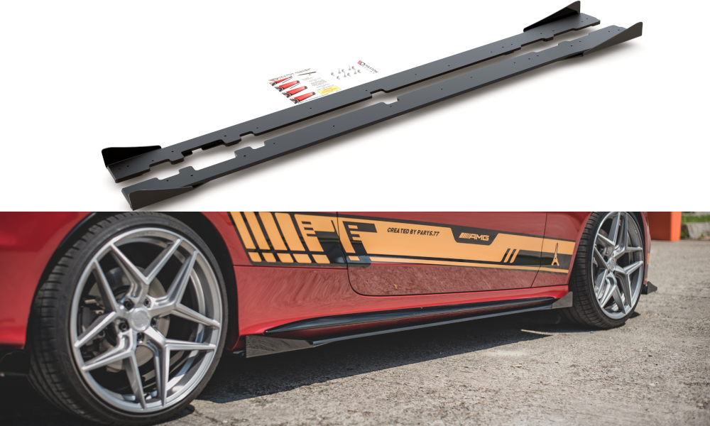 Street Pro Seitenschweller Ansatz für + Flaps Mercedes-AMG C43 Coupe C205 schwarz Hochglanz