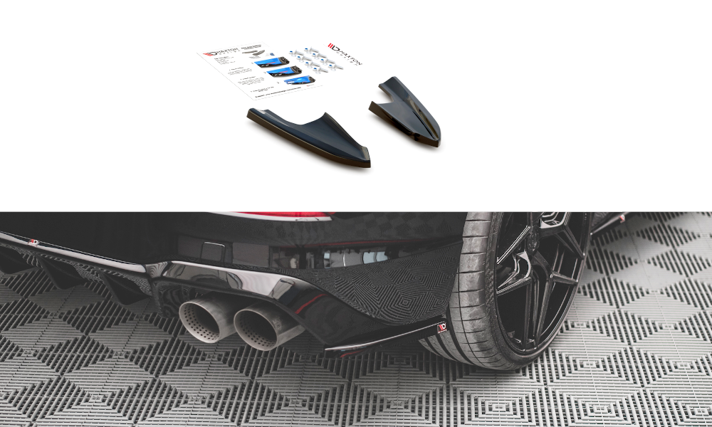 Heck Ansatz Flaps Diffusor V.3 für VW Golf R Mk8 Facelift schwarz Hochglanz