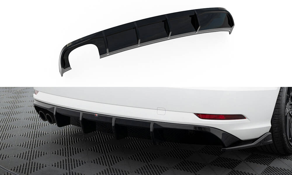 Diffusor Heck Ansatz für Audi A3 Limousine 8V Facelift (Doppelauspuff li.endrohr)