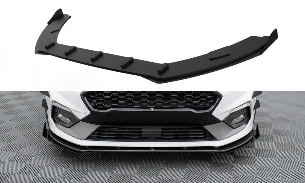Street Pro Front Ansatz für für + Front Stoßstangen Racing Flaps passend für Ford Fiesta Mk8 ST / ST-Line schwarz Hochglanz