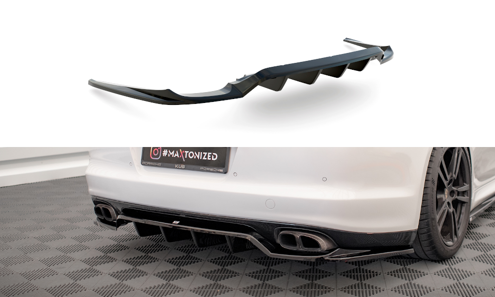 Mittlerer Cup Diffusor DTM Look Heck Ansatz für Porsche Panamera Turbo 970 schwarz Hochglanz