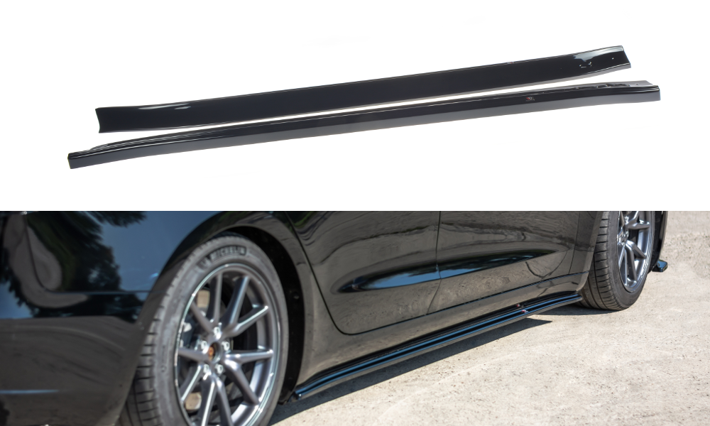 Seitenschweller Ansatz für Tesla Model 3 / Model 3 Performance Mk1 / Mk1 Facelift schwarz Hochglanz