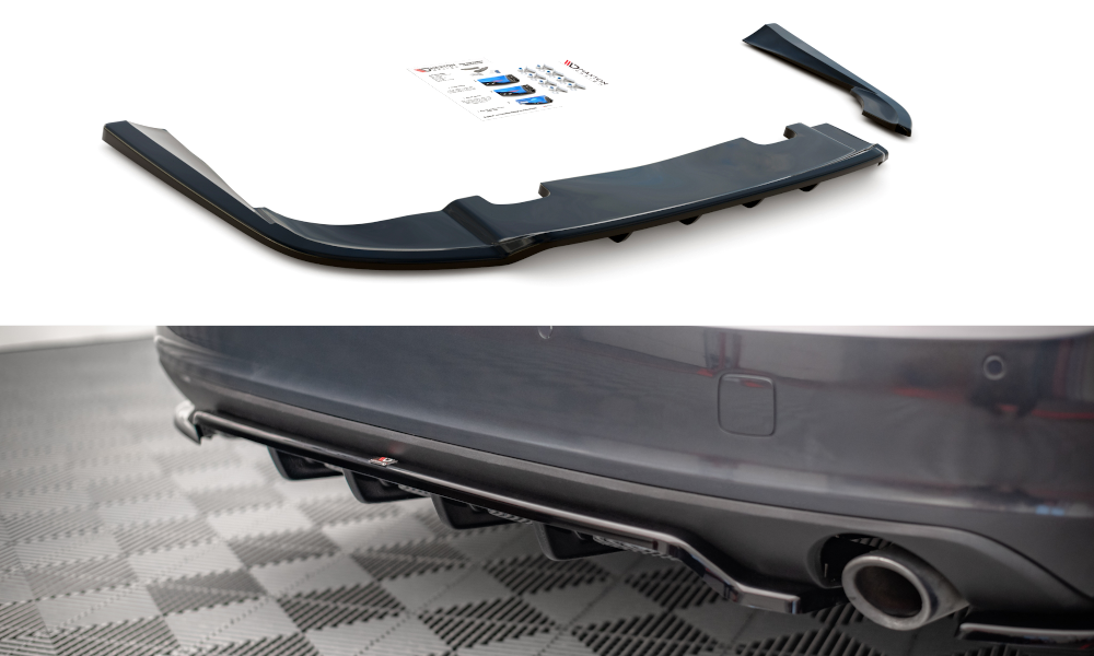 Mittlerer Cup Diffusor DTM Look Heck Ansatz für V.1 Volvo V90 Mk2 schwarz Hochglanz