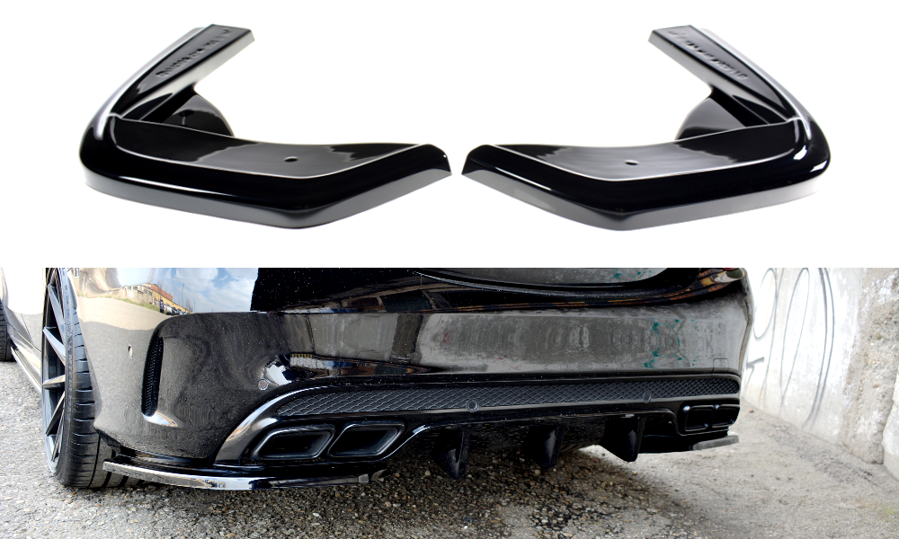 Heck Ansatz Flaps Diffusor für Mercedes-AMG C 43 Limousine W205 Facelift schwarz Hochglanz