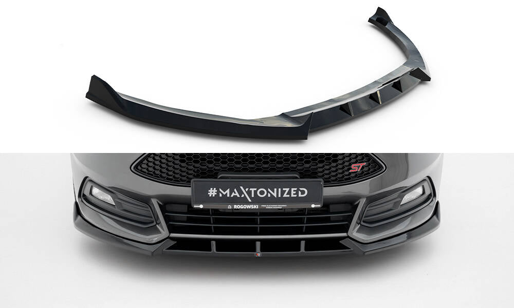 Front Ansatz V.6 für Ford Focus ST Mk3 Facelift schwarz Hochglanz