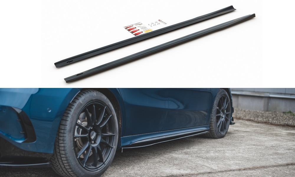 Seitenschweller Ansatz für V.1 für Mercedes A35 AMG / AMG-Line W177 schwarz Hochglanz