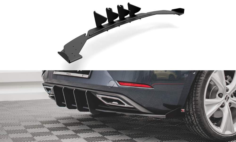 Street Pro Diffusor Heck Ansatz +Flaps für Seat Leon FR Hatchback Mk4 schwarz Hochglanz