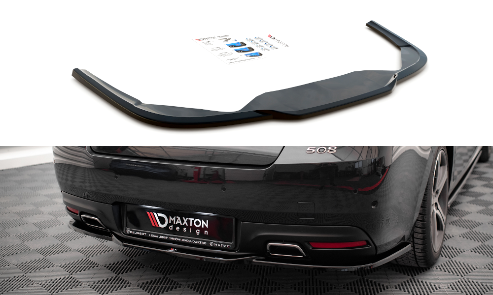 Mittlerer Diffusor Heck Ansatz für Peugeot 508 GT Mk1 Facelift schwarz matt