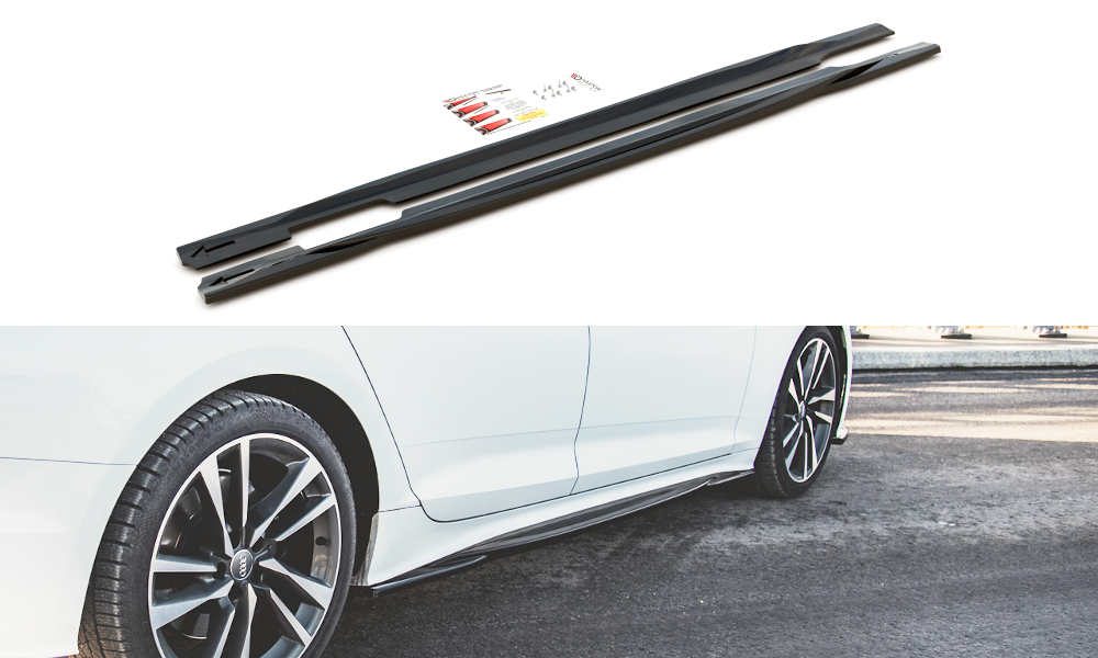 Seitenschweller Ansatz für Audi S5 / A5 S-Line Sportback F5 Facelift schwarz Hochglanz