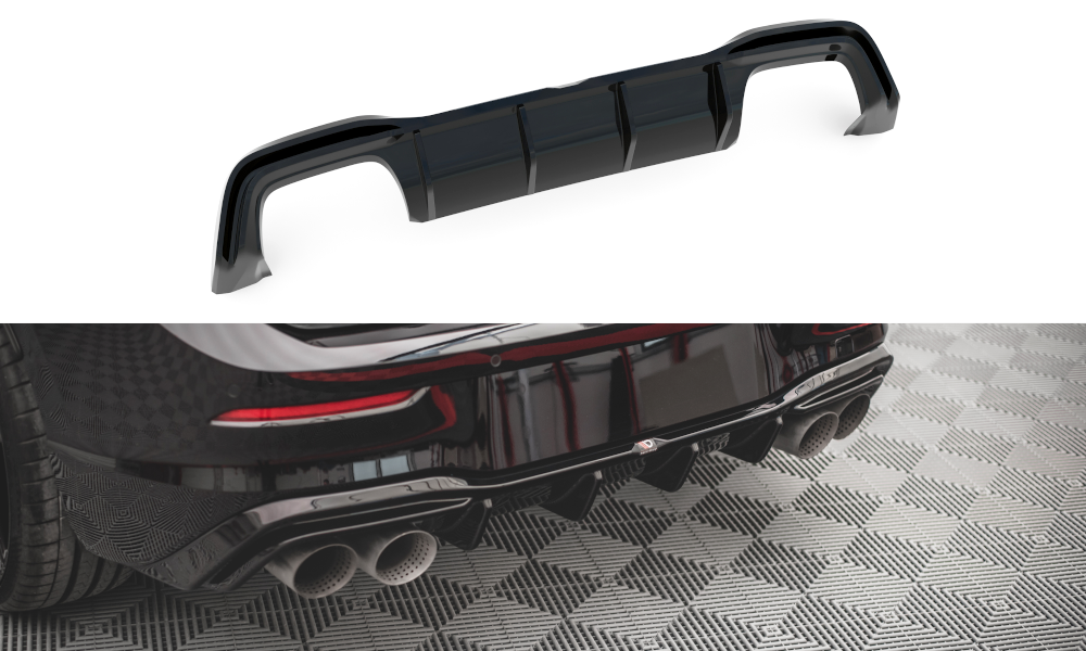 Diffusor Heck Ansatz V.2 für VW Golf R Mk8 Facelift schwarz Hochglanz