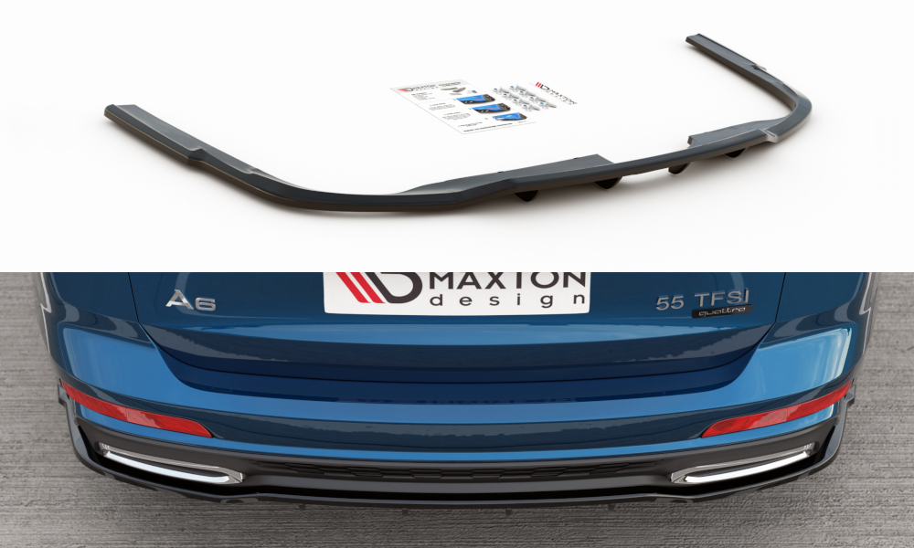 Mittlerer Cup Diffusor DTM Look Heck Ansatz für Audi A6 S-Line C8 schwarz Hochglanz