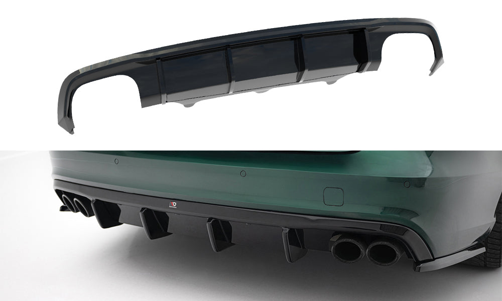 Diffusor Heck Ansatz für Audi S6 Avant C7 schwarz Hochglanz