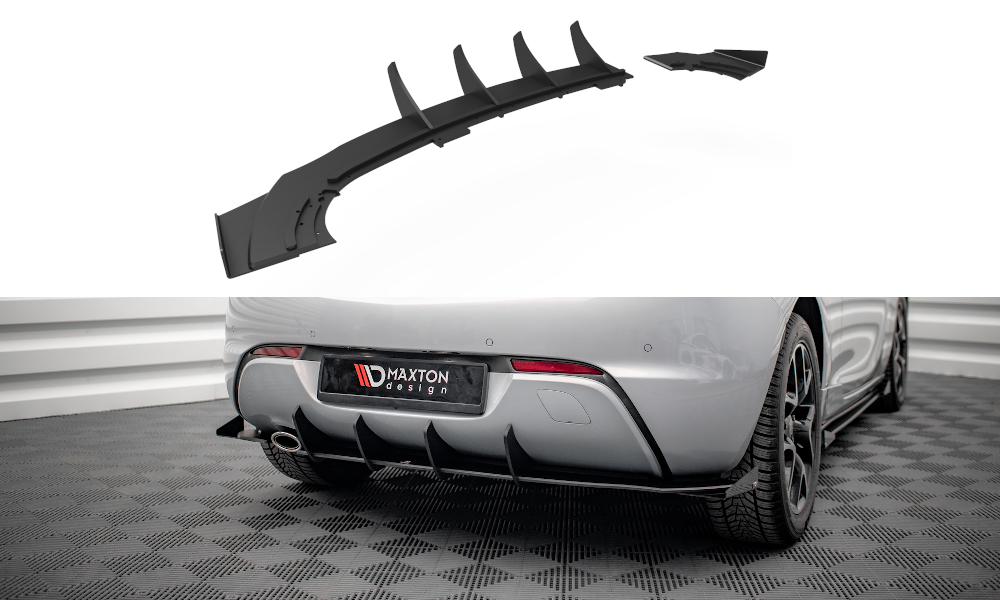 Robuste Racing Diffusor Heck Ansatz + Flaps für Opel Astra GTC OPC-Line J schwarz Hochglanz