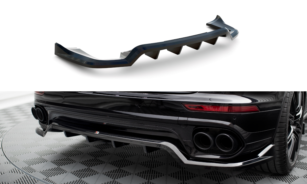 Mittlerer Cup Diffusor DTM Look Heck Ansatz für Porsche Cayenne Mk2 Facelift schwarz Hochglanz