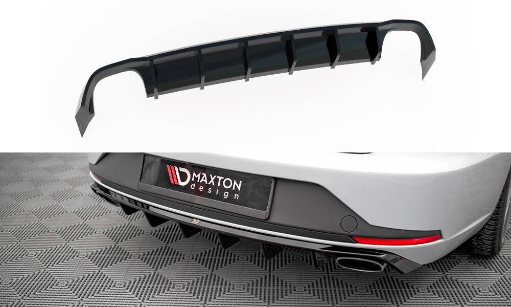 Diffusor Heck Ansatz für Seat Leon Cupra Sportstourer Mk3 schwarz Hochglanz