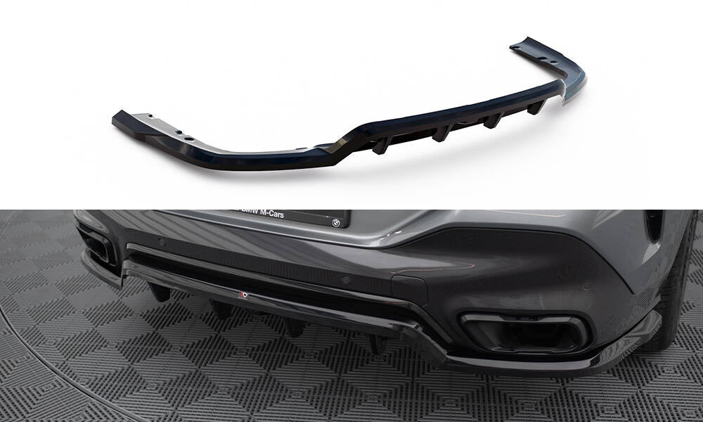 Mittlerer Cup Diffusor DTM Look Heck Ansatz für V.1 BMW X6 M-Paket G06 Facelift schwarz Hochglanz