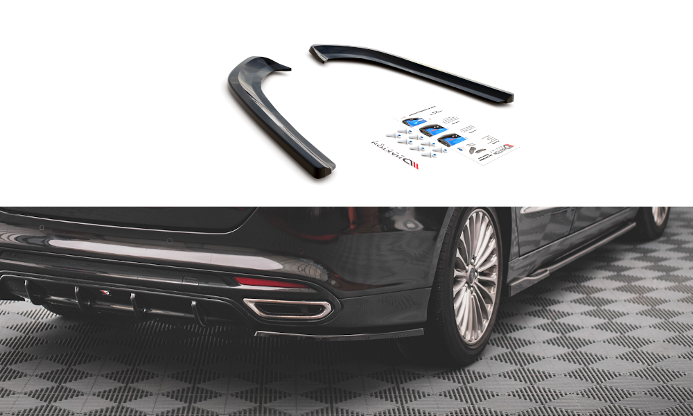 Heck Ansatz Flaps Diffusor für Ford Mondeo Mk5 schwarz Hochglanz