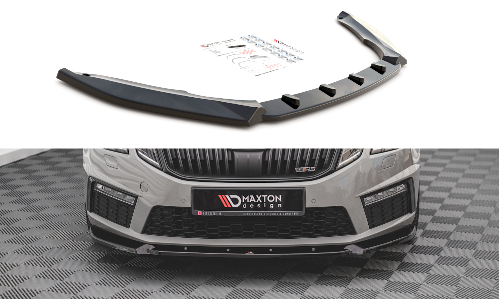 Front Ansatz V.2 für Skoda Octavia RS Mk3 Facelift schwarz Hochglanz