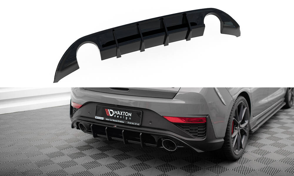 Diffusor Heck Ansatz für Hyundai I30 N Hatchback Mk3 Facelift schwarz Hochglanz