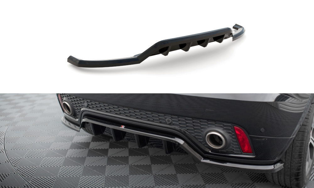 Mittlerer Cup Diffusor DTM Look Heck Ansatz für Jaguar E-Pace R-Dynamic Mk1 schwarz Hochglanz
