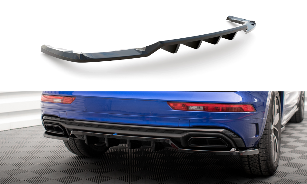 Mittlerer Cup Diffusor DTM Look Heck Ansatz für Audi Q5 S-Line SUV Mk2 Facelift schwarz Hochglanz