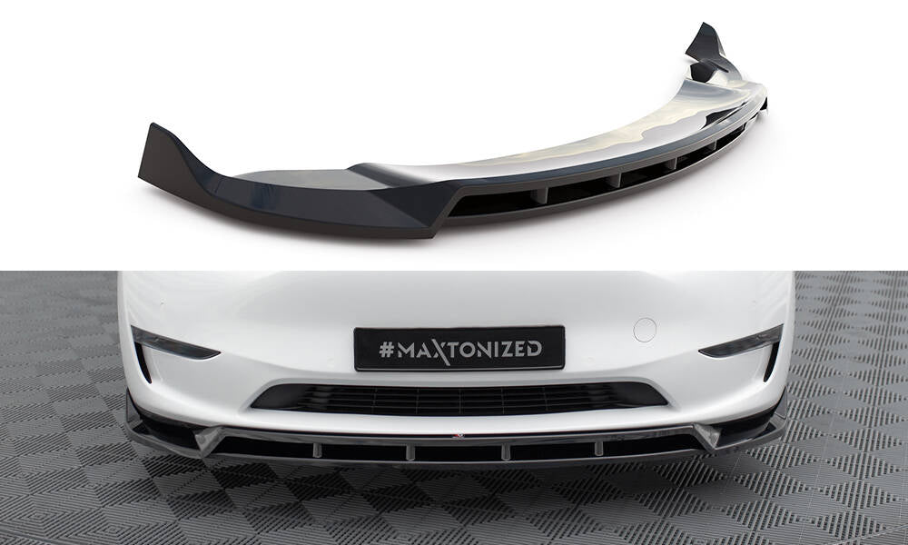 Front Ansatz V.2 für Tesla Model Y schwarz Hochglanz
