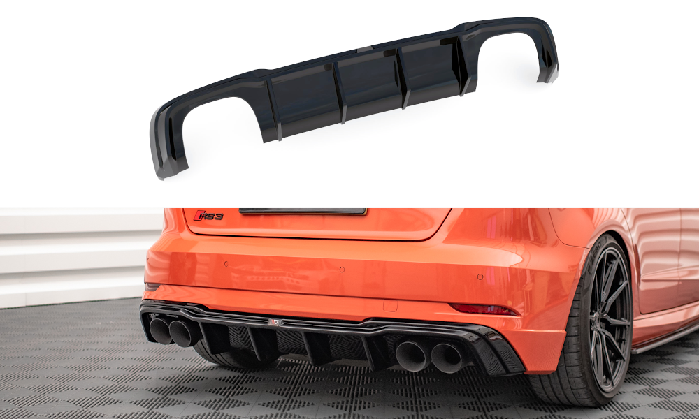 Diffusor Heck Ansatz für + Milltek Sport Auspuffverlängerung Audi RS3 Sportback 8V Facelift