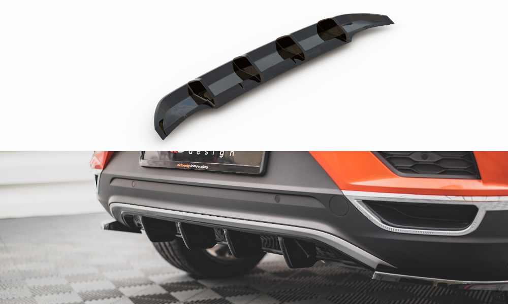 Diffusor Heck Ansatz für VW T-Roc Mk1 schwarz Hochglanz