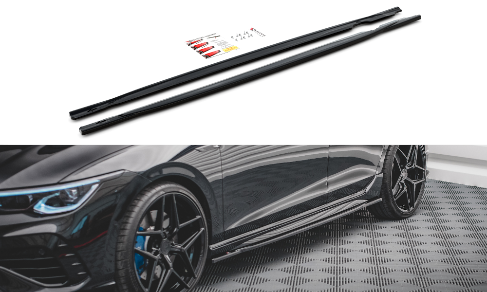 Seitenschweller Ansatz für V.1 für VW Golf R Mk8 Facelift schwarz Hochglanz