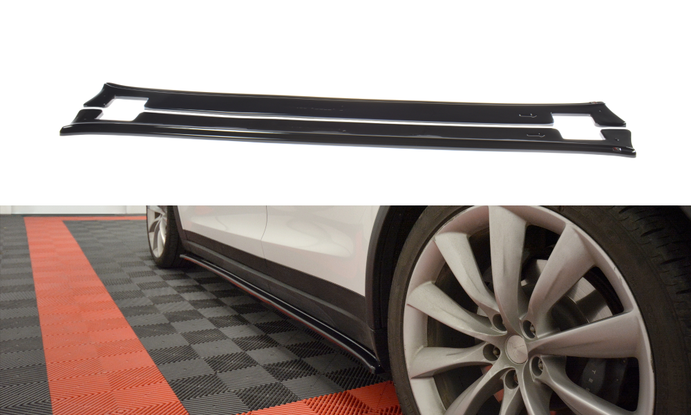 Seitenschweller Ansatz für V.1 für TESLA MODEL X schwarz Hochglanz