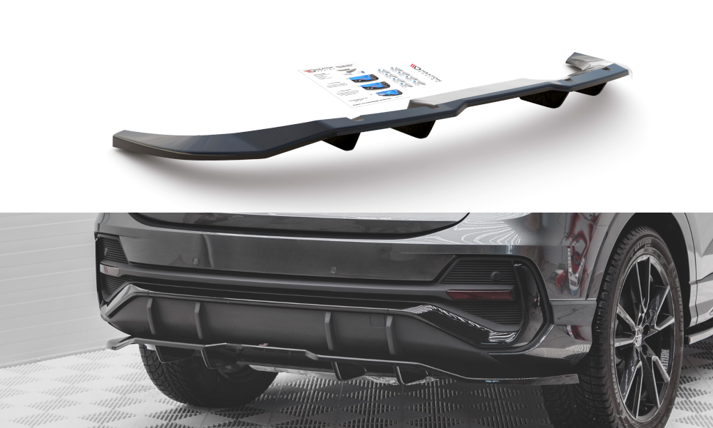 Mittlerer Cup Diffusor DTM Look Heck Ansatz für Audi Q3 Sportback S-Line schwarz Hochglanz