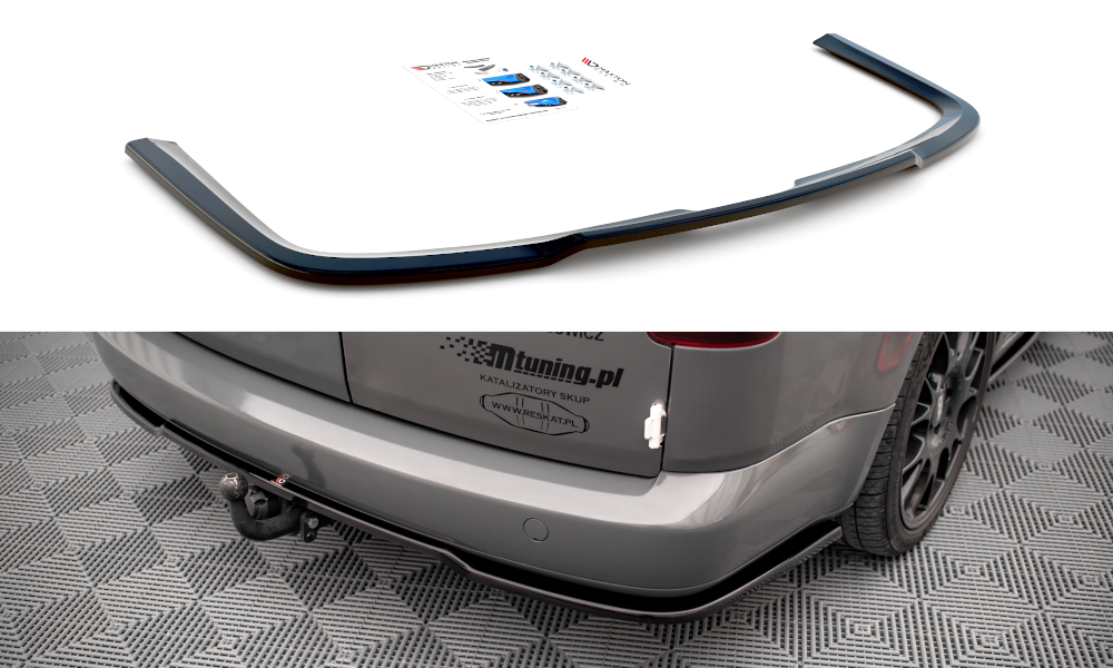 Mittlerer Diffusor Heck Ansatz für Volkswagen Caddy Long Mk3 Facelift Carbon Look