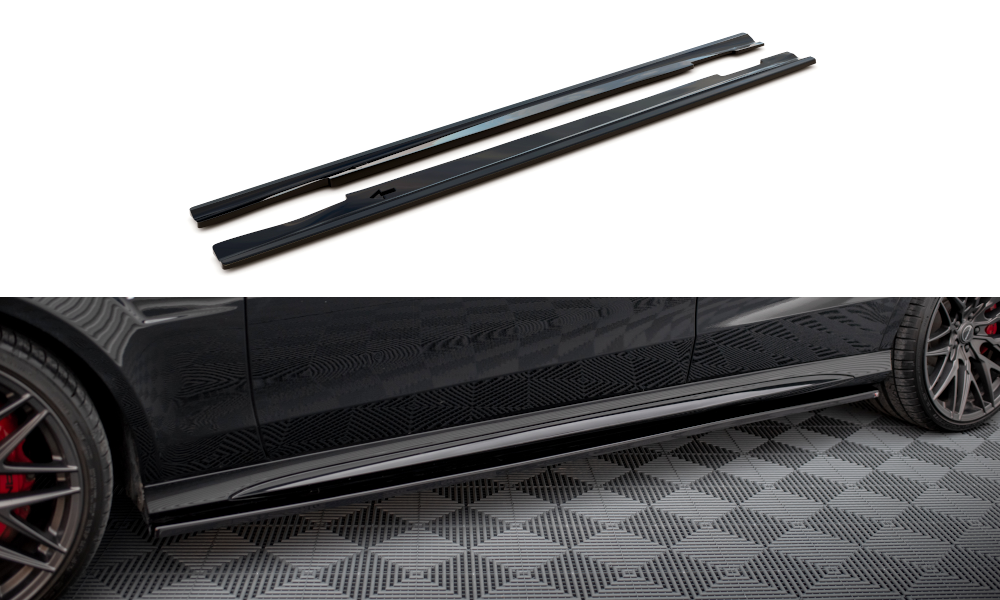 Seitenschweller Ansatz für Mercedes-Benz E63 AMG / AMG-Line Limousine W212 Facelift schwarz Hochglanz
