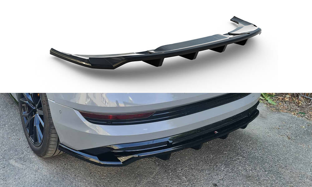 Mittlerer Cup Diffusor DTM Look Heck Ansatz für Audi e-Tron S-Line schwarz Hochglanz