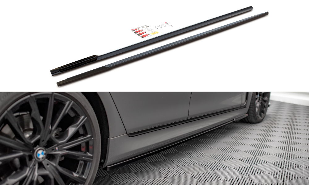 Seitenschweller Ansatz für V.1 für BMW 7 M-Paket G11 schwarz Hochglanz