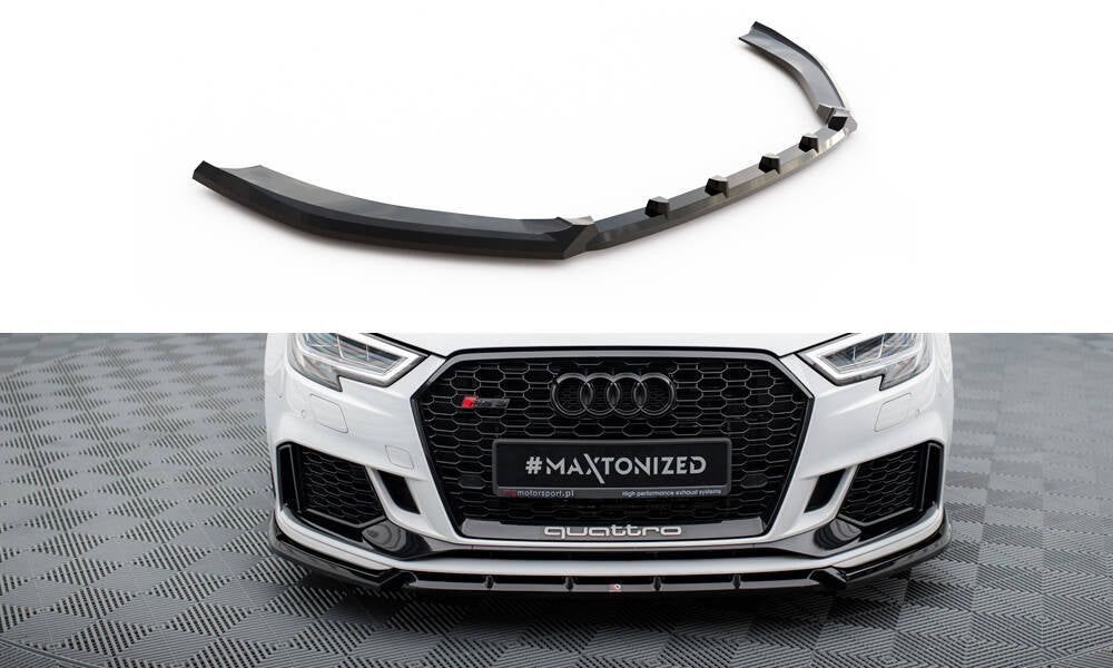 Front Ansatz V.3 für Audi RS3 Limousine 8V Facelift schwarz Hochglanz