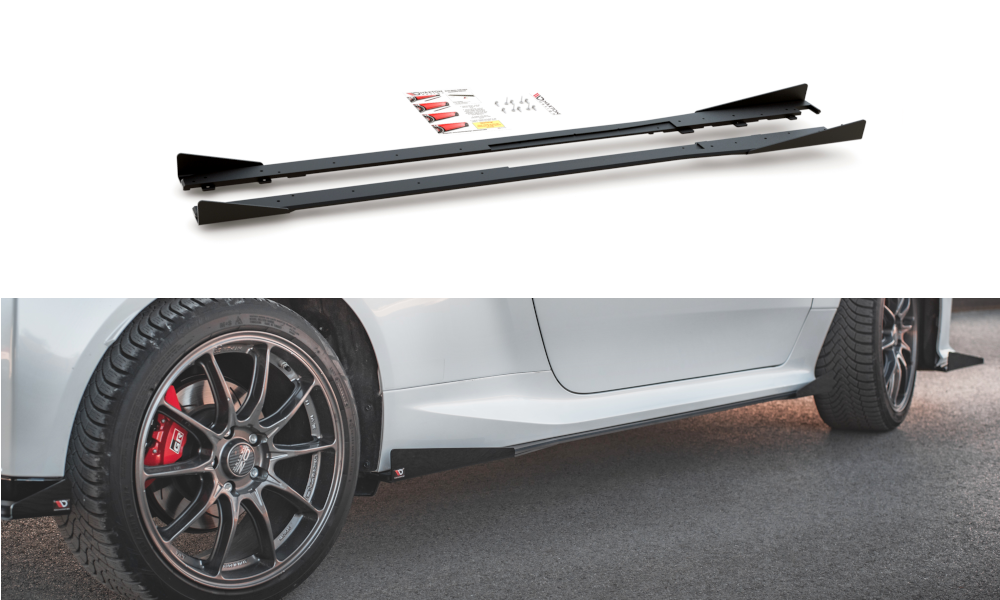 Street Pro Seitenschweller Ansatz für + Flaps Toyota GR Yaris Mk4 schwarz Hochglanz