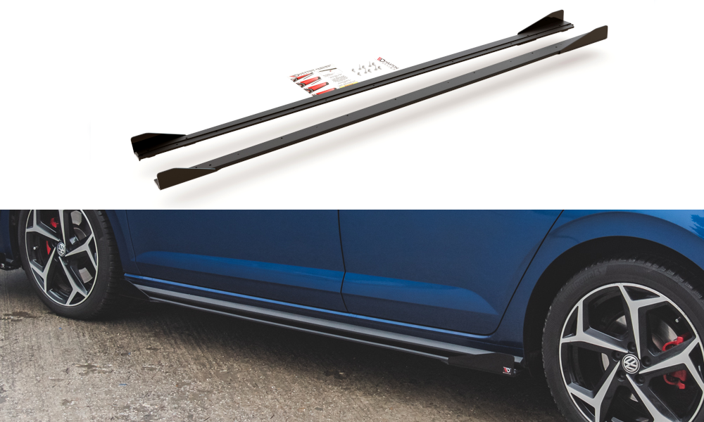 Street Pro Seitenschweller Ansatz für + Flaps Volkswagen Polo GTI Mk6 schwarz Hochglanz