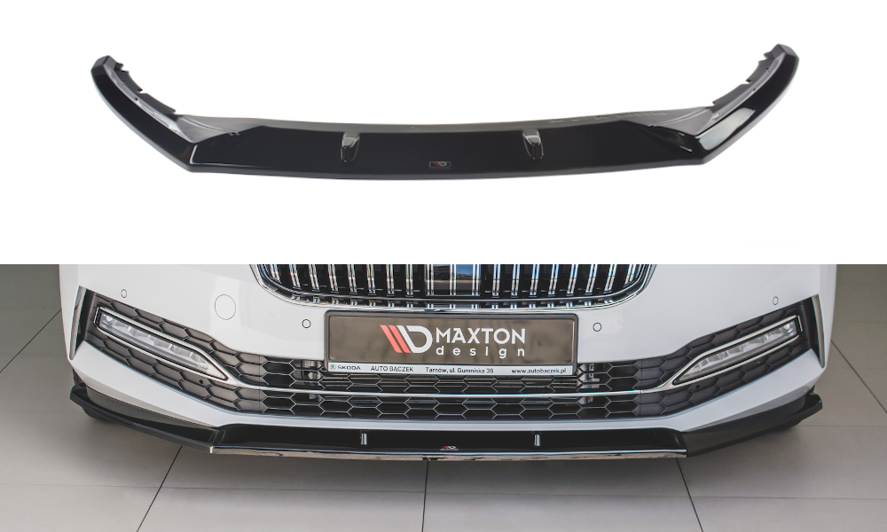 Front Ansatz V.2 für Skoda Superb Liftback / Combi Mk3 Facelift schwarz Hochglanz