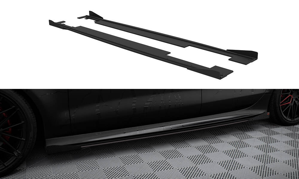 Street Pro Seitenschweller Ansatz für + Flaps Audi A7 RS7 Look C7 schwarz Hochglanz