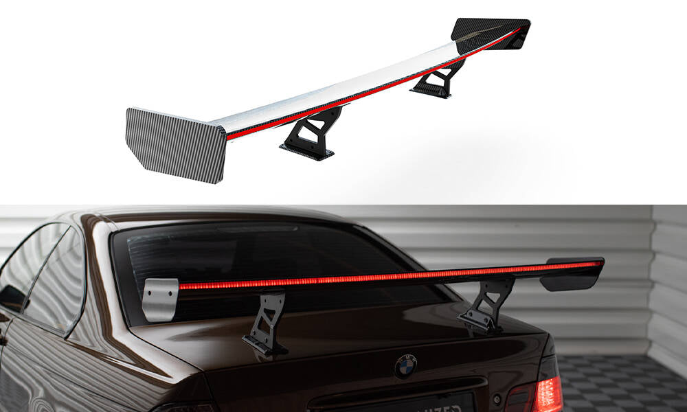 Carbon Spoiler With Internal Brackets Uprights + LED BMW 3er Coupe E46