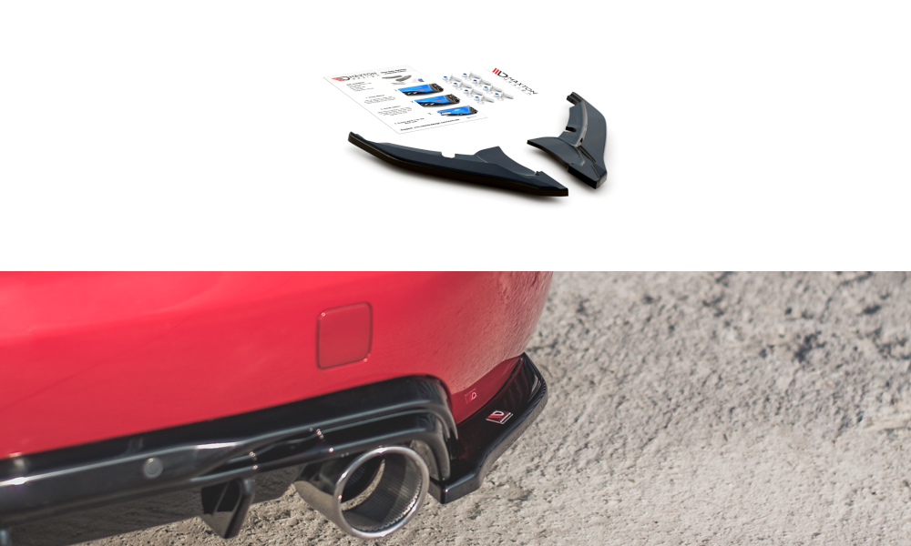 Heck Ansatz Flaps Diffusor für Peugeot 308 GT Mk2 Facelift schwarz Hochglanz