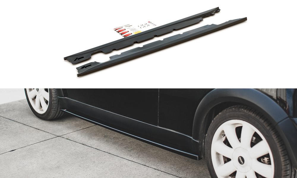 Seitenschweller Ansatz für Mini Cooper / One R50 schwarz Hochglanz