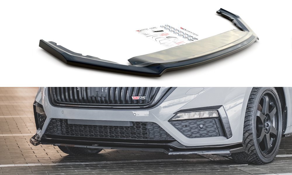 Front Ansatz V.2 für Skoda Octavia RS Mk4 schwarz Hochglanz