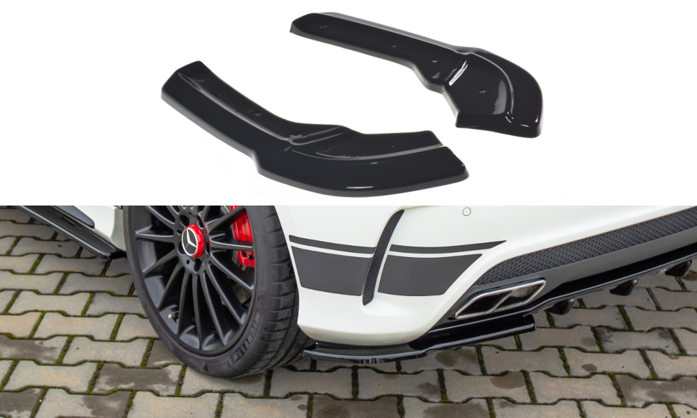 Heck Ansatz Flaps Diffusor für Mercedes A45 AMG W176 schwarz Hochglanz