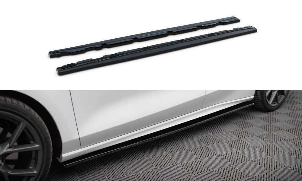 Seitenschweller Ansatz für V.1 für Ford Focus ST / ST-Line Mk4 Facelift schwarz Hochglanz