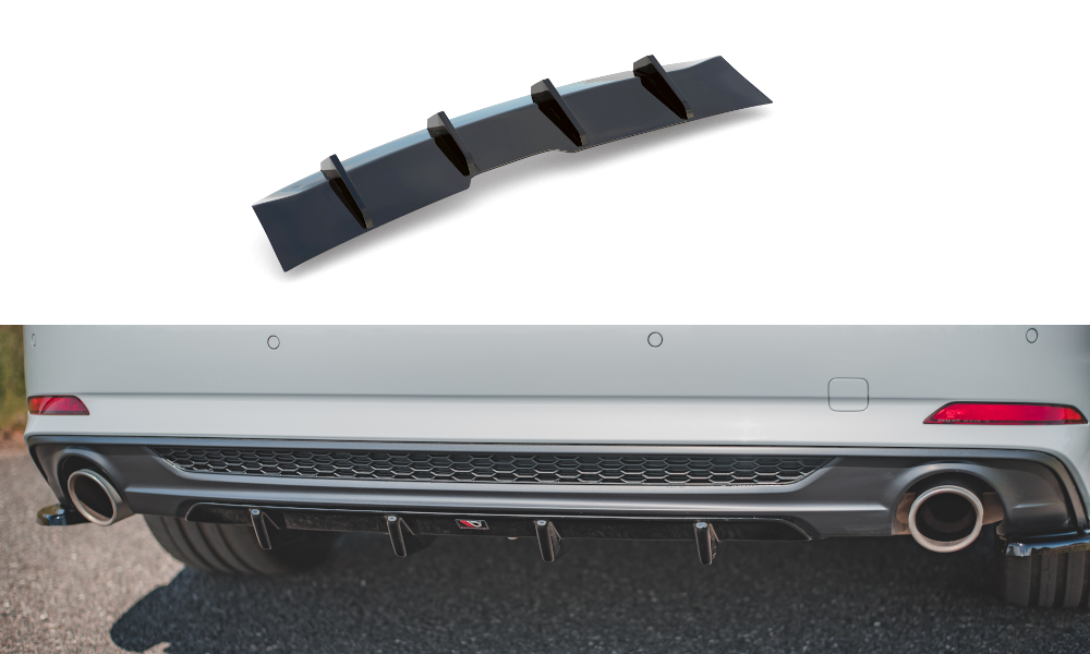 Diffusor Heck Ansatz für Audi A5 S-Line F5 Coupe / Sportback schwarz Hochglanz