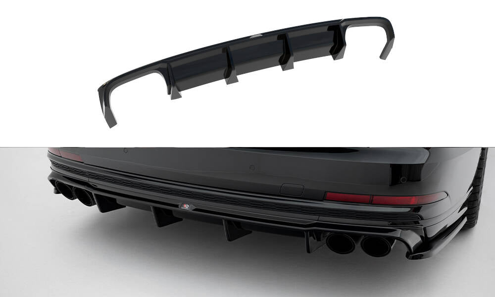 Diffusor Heck Ansatz für Audi S8 D5 schwarz Hochglanz