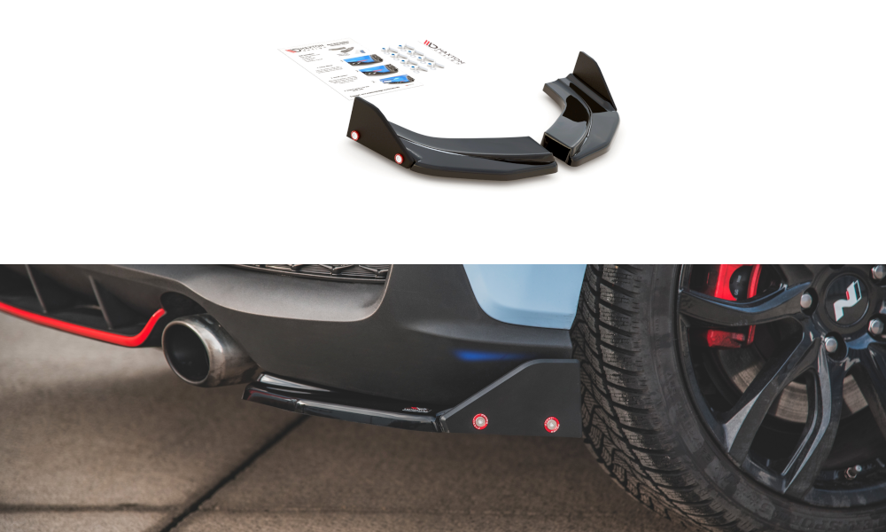 Heck Ansatz Flaps Diffusor V.6 + Flaps für Hyundai I30 N Mk3 Hatchback