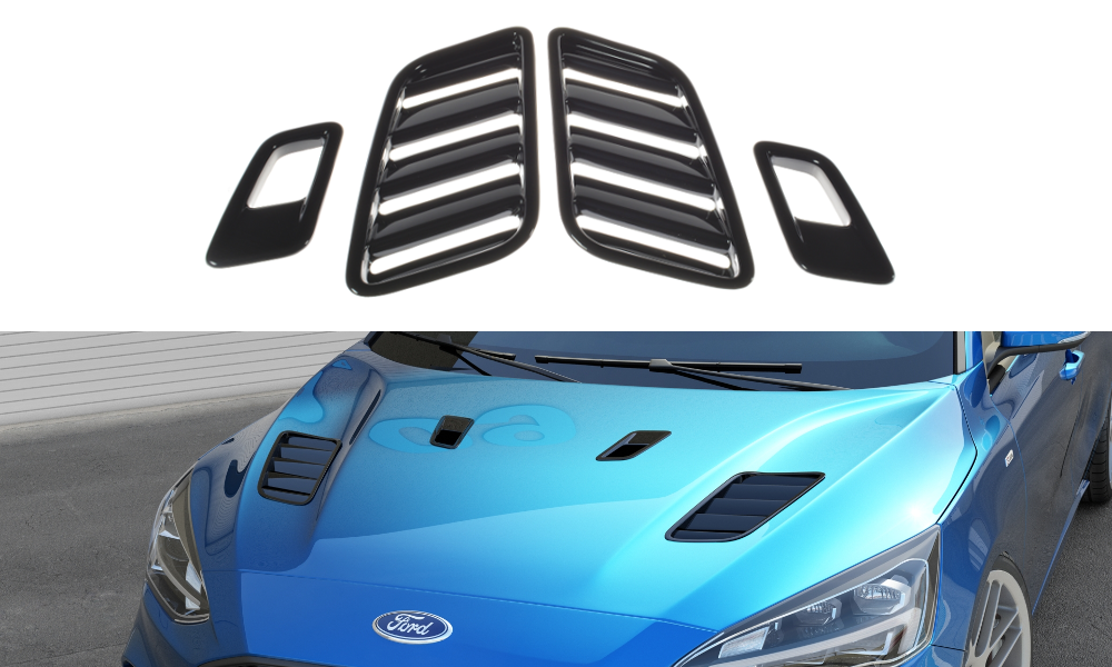 Motorhauben Luftschlitze Ford Focus ST-Line / ST Mk4 schwarz Hochglanz